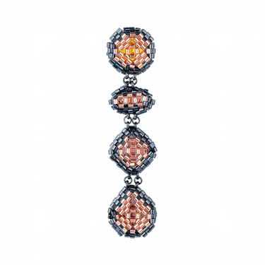 Aretes Diamantes Diamantes Negro Largos Rosa
